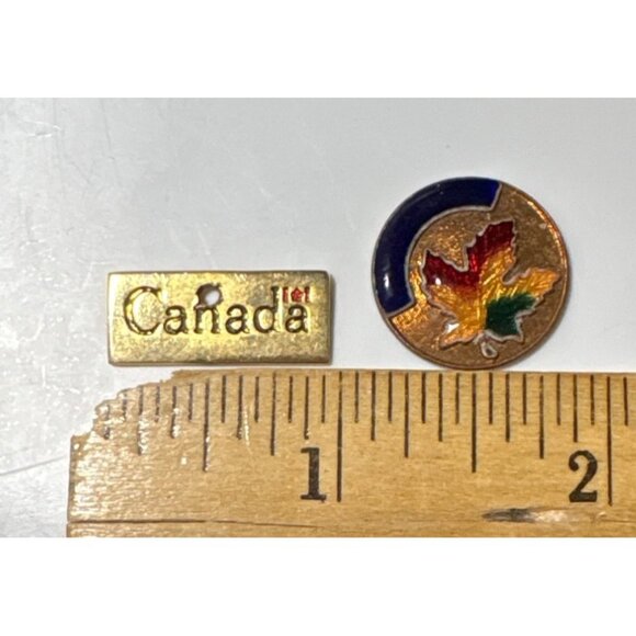 Canada Collectible Enamel Lapel Pins Name and Maple Leaf Set Of 2 - Picture 2 of 3